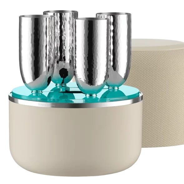 Champagner Box Creme mit 4 Champagnerkelchen