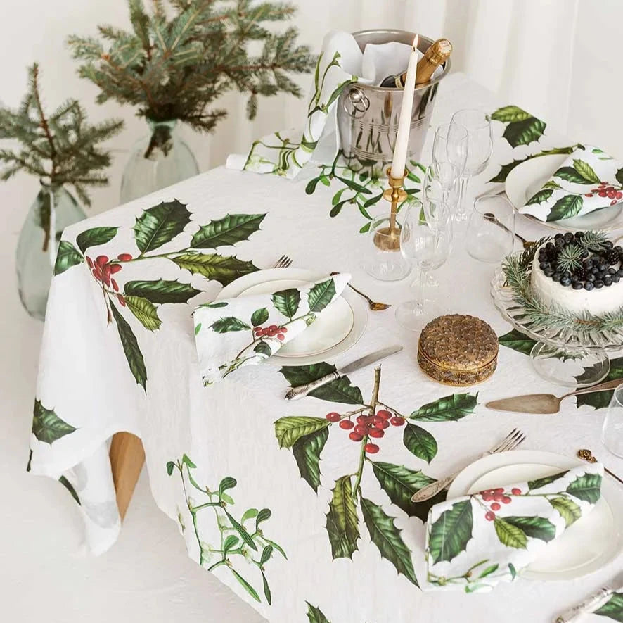 Tischdecke 170 x 250 Holly & Mistletoe LINOROOM
