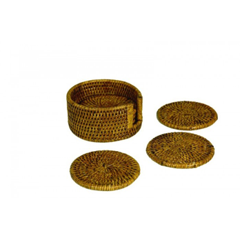 Rattan Glasuntersetzter Set