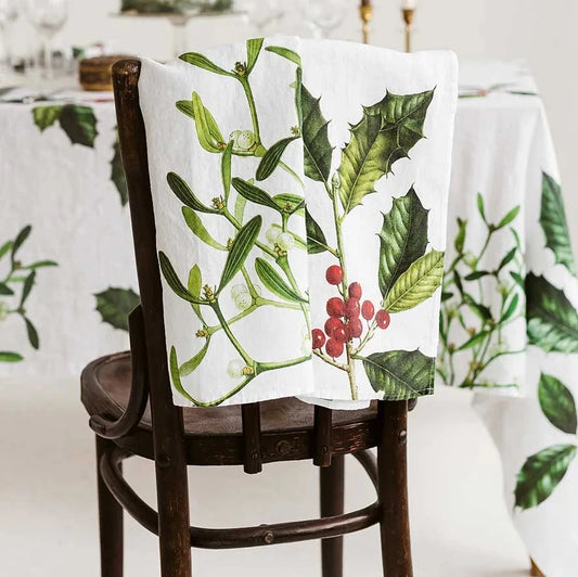 Küchentuch 2 Stück Holly & Mistletoe white LINOROOM
