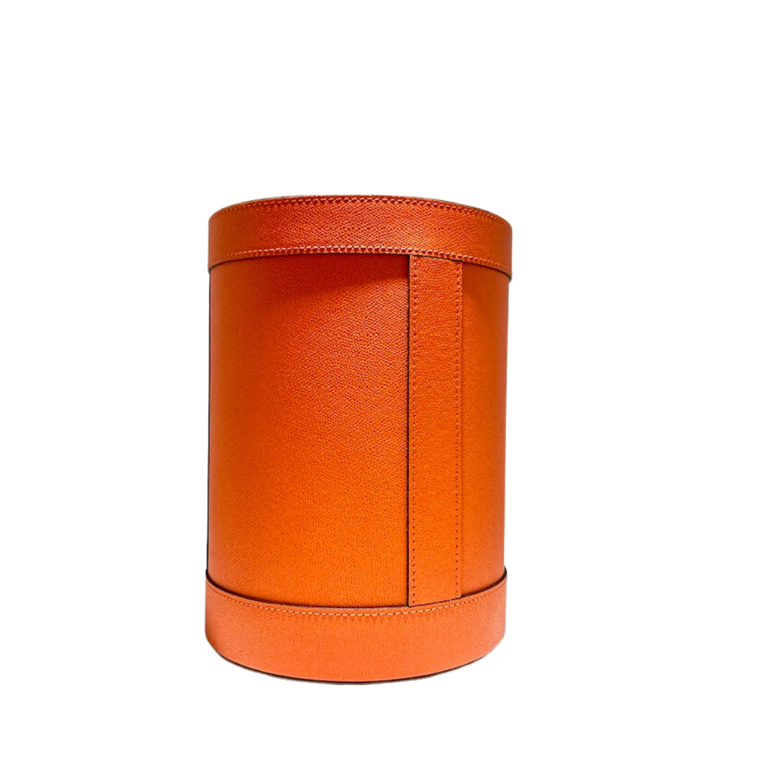 Leder-Papierkorb mangofarbig