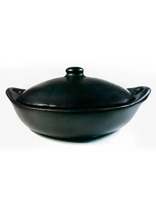 Niederer runder Topf mit Deckel BLACK POTTERY