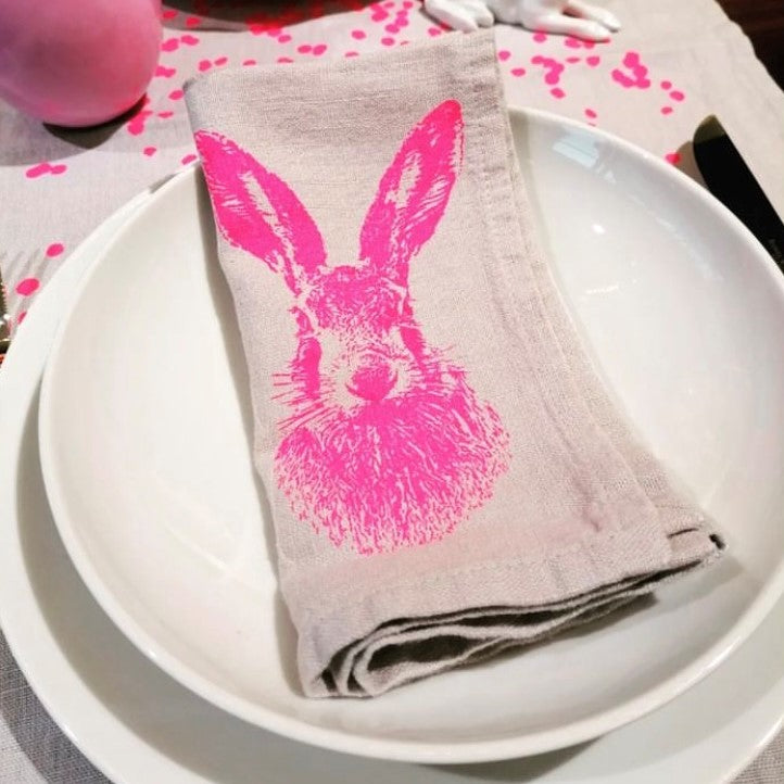 Serviette Feldhase pink