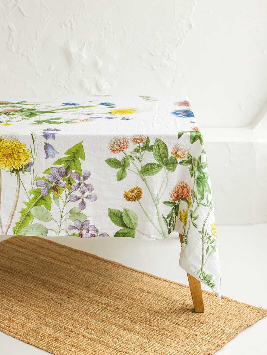 Tischdecke 170 x 330 cm Blumenwiese LINOROOM