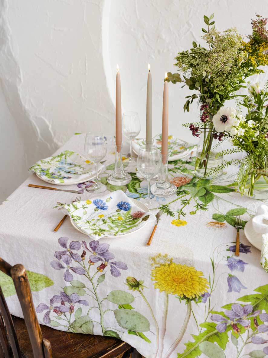 Tischdecke 170 x 330 cm Blumenwiese LINOROOM