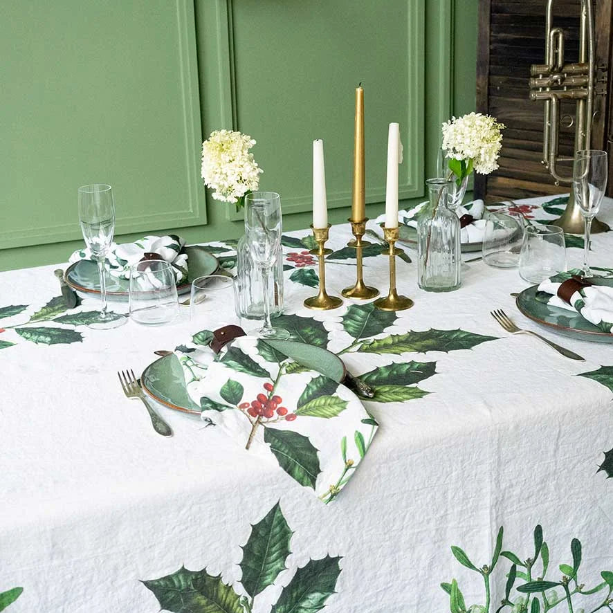 Tischdecke 170 x 330 cm Holly & Mistletoe LINOROOM