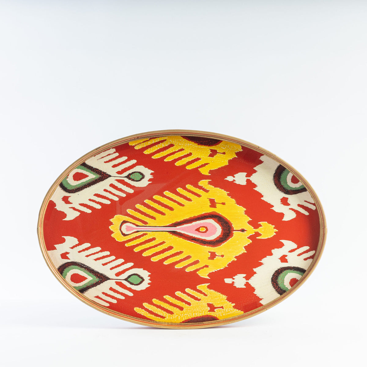 Tablett Oriental rot/gelb oval 48 x 39 cm