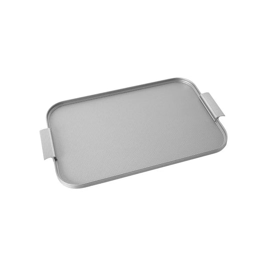 KAYMET S 14 Tablett Ribbed silber 35 x 25.5cm