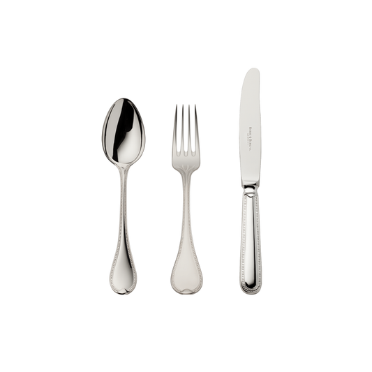 FRANZÖSISCHE PERLE Kinderbesteck Set 3 tlg., 925 Sterlingsilber