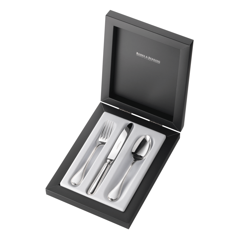 FRANZÖSISCHE PERLE Kinderbesteck Set 3 tlg., 925 Sterlingsilber