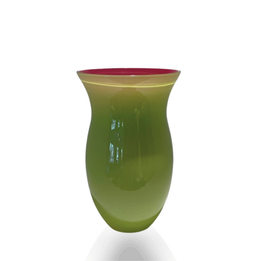 Murano Vase ANTARES Blütenkelch hellgrün-altrosa