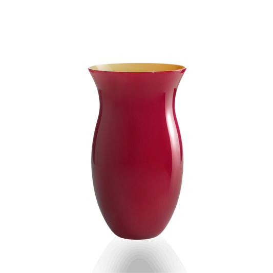 Murano Vase ANTARES Blütenkelch rot-gelb