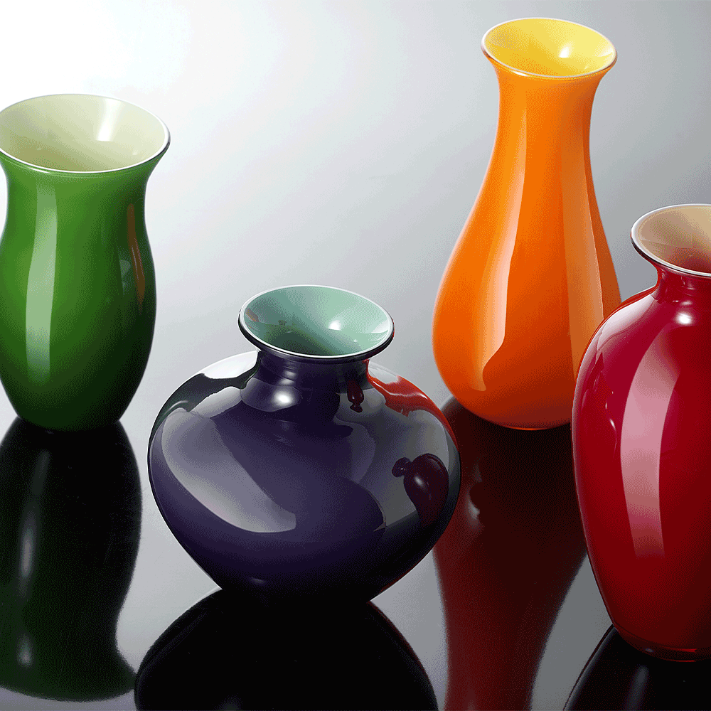 Murano Vase ANTARES Amphore hoch dunkelviolett-mint